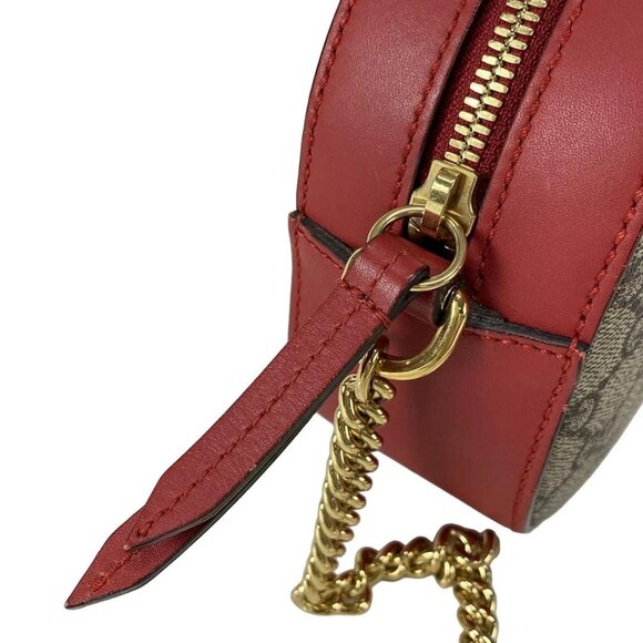 Auth GUCCI Holiday Collection GG Supreme Canvas Mini Chain Bag 409535 Beige Red - Picture 10 of 16